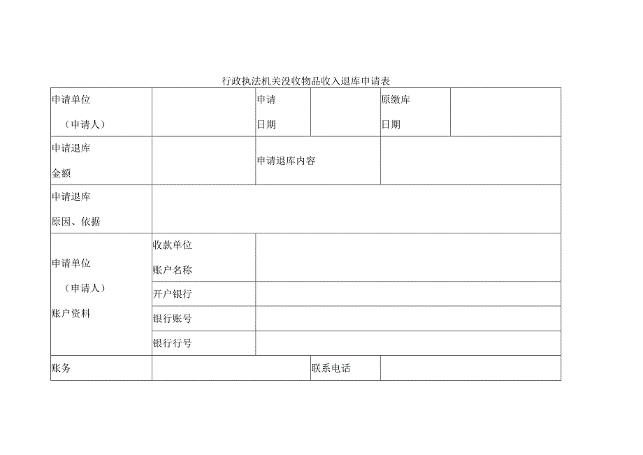 行政执法机关没收物品收入退库申请表.docx_第1页