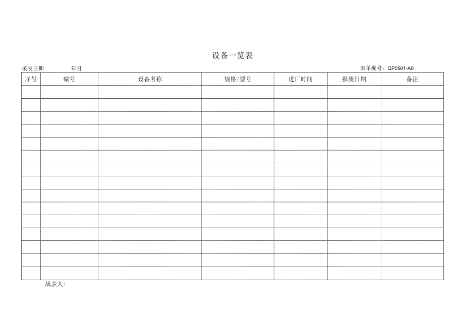 设备一览表(2).docx_第1页