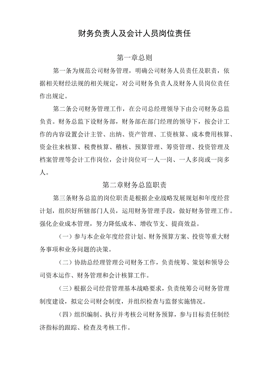 财务负责人及会计人员岗位责任.docx_第1页