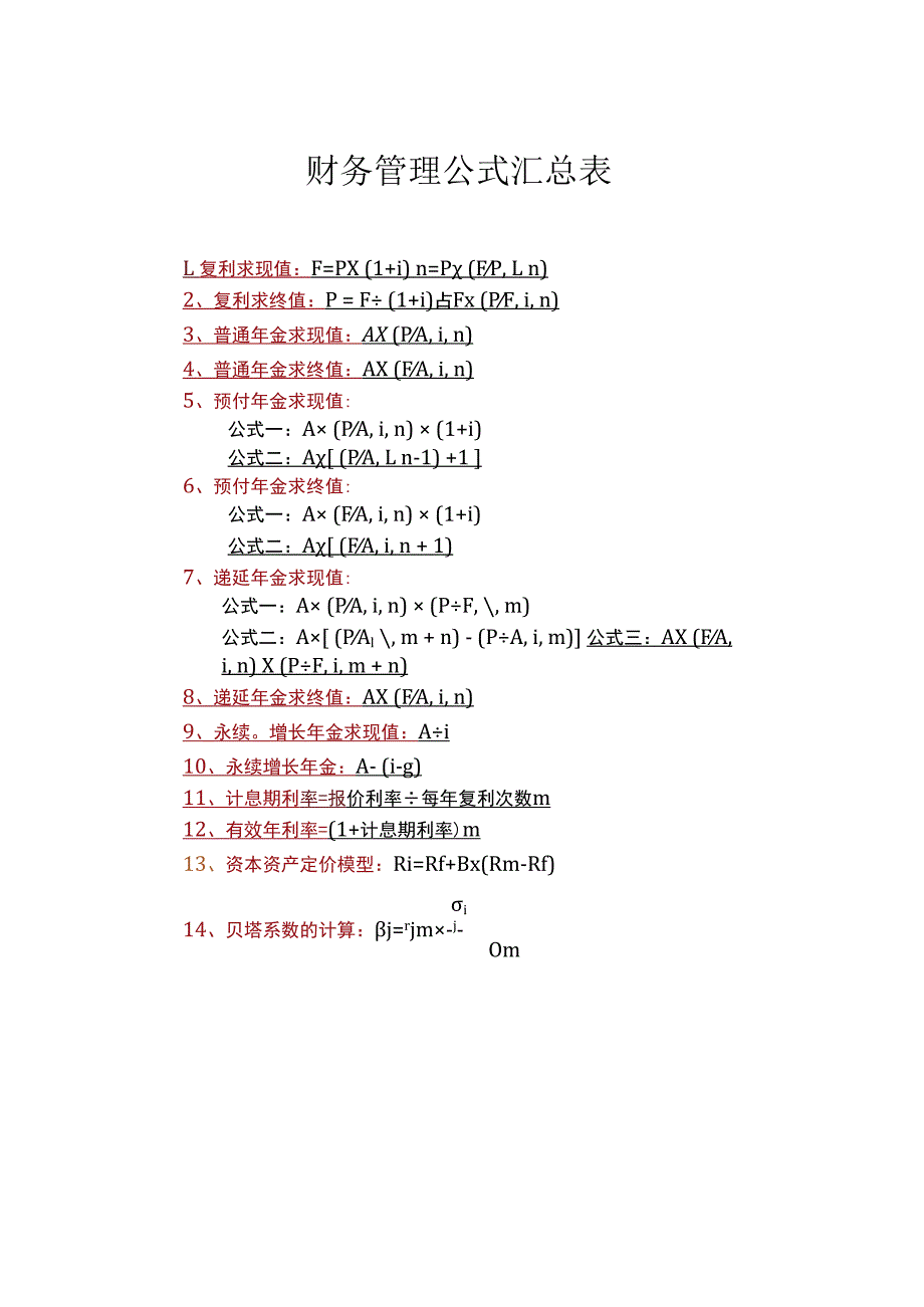 财务管理公式汇总表.docx_第1页