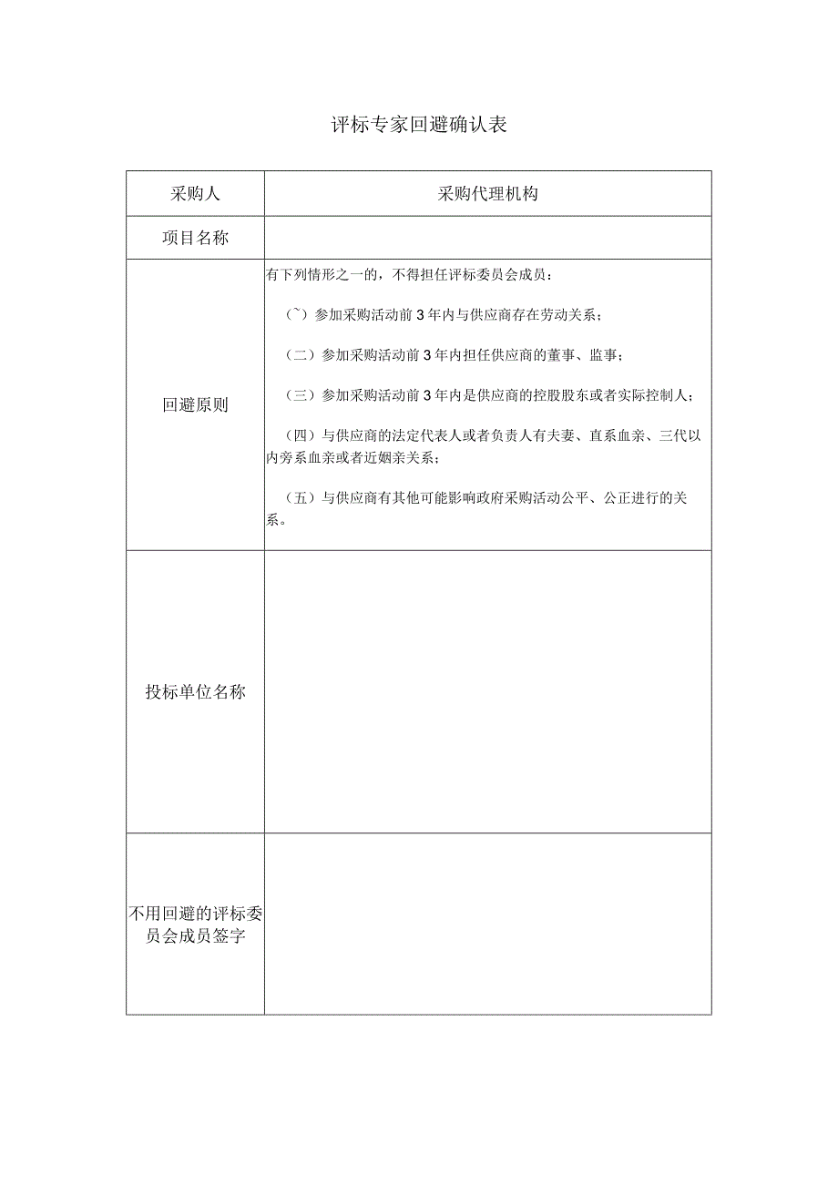 评标专家回避确认表.docx_第1页