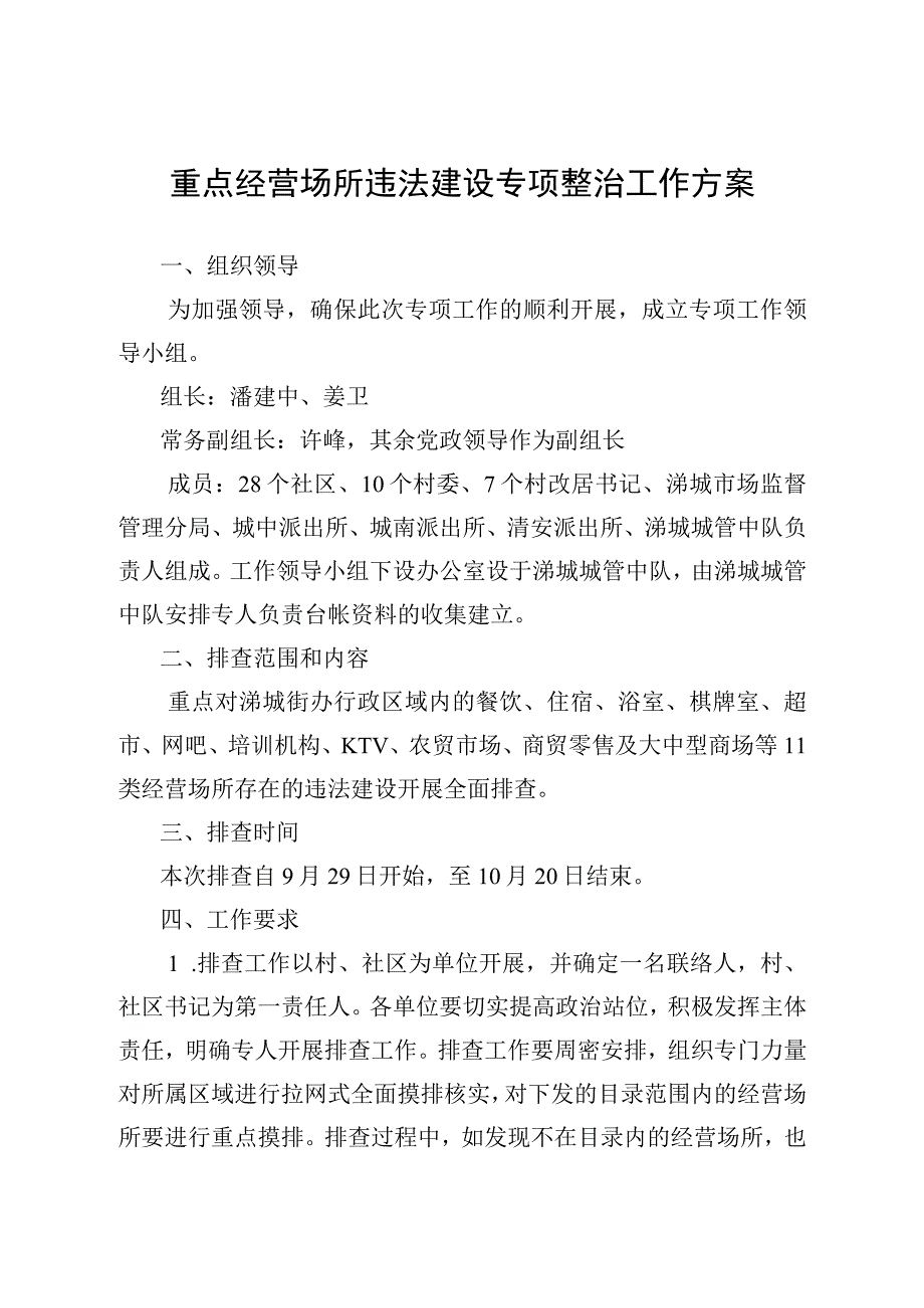 重点经营场所违法建设专项整治工作方案.docx_第1页