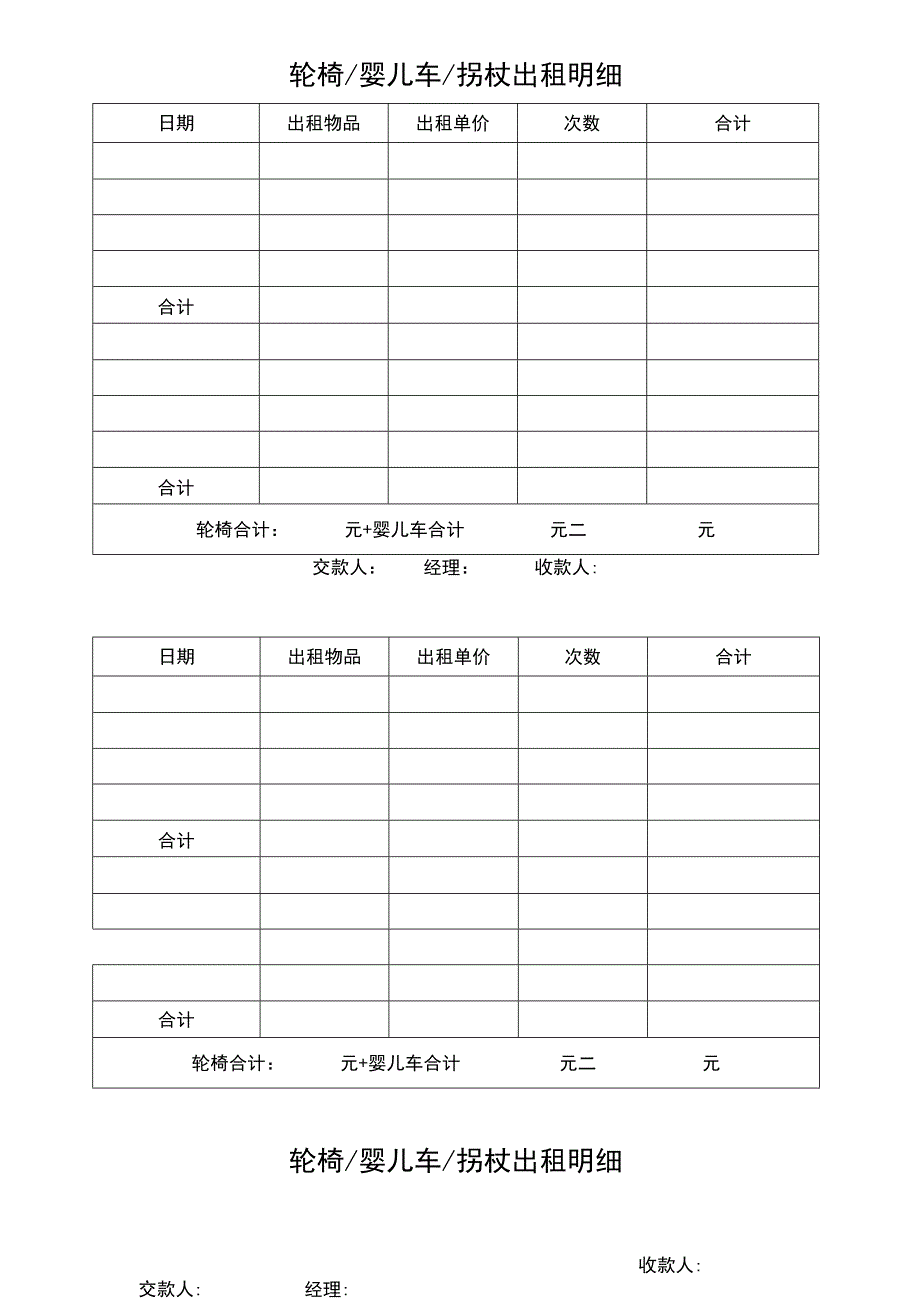 轮椅婴儿车拐杖出租明细.docx_第1页