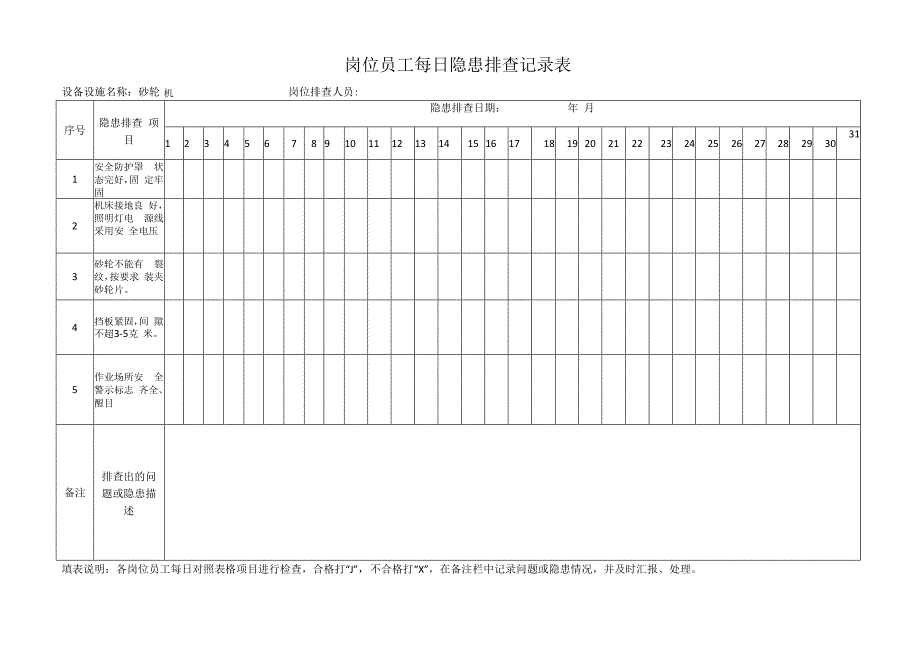 配件厂安全资料装配车间设备点检表.docx_第2页