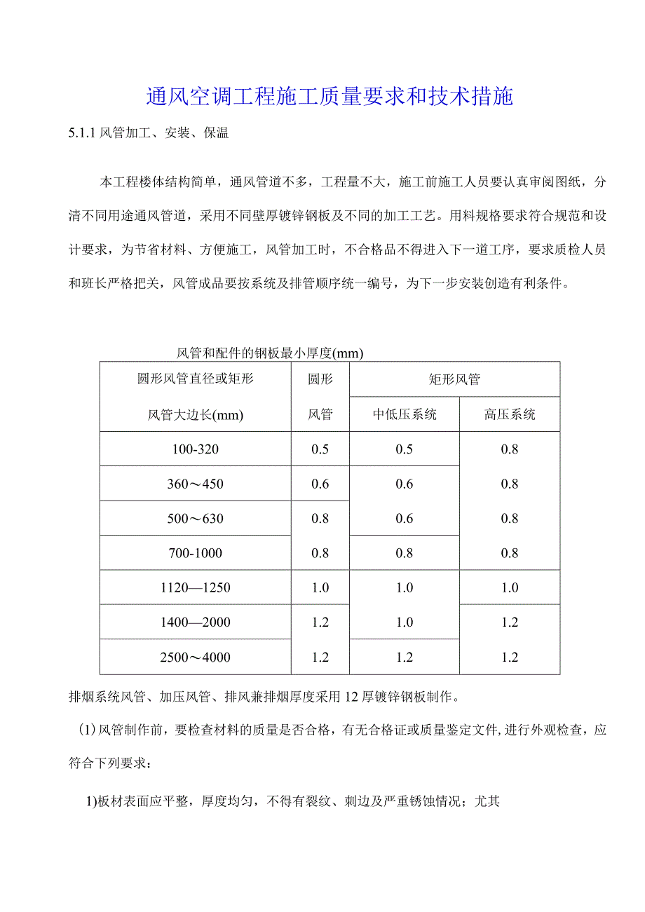 通风空调工程施工质量要求和技术措施.docx_第1页