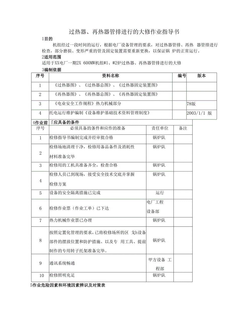 过热器再热器管排进行的大修作业指导书.docx_第1页