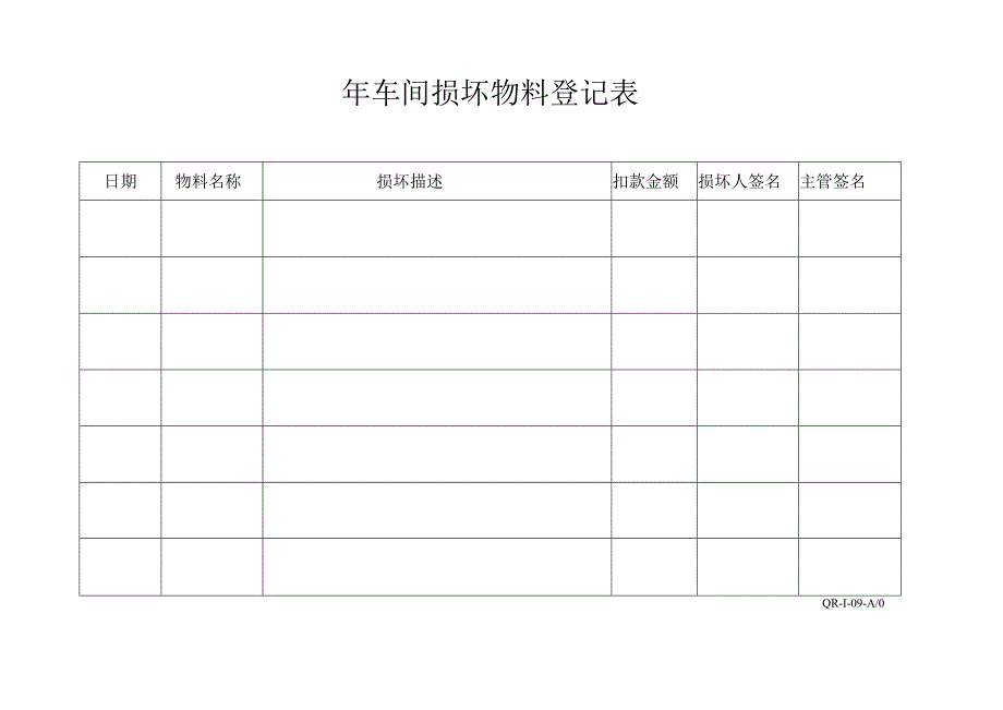 车间损坏物料登记表.docx_第1页