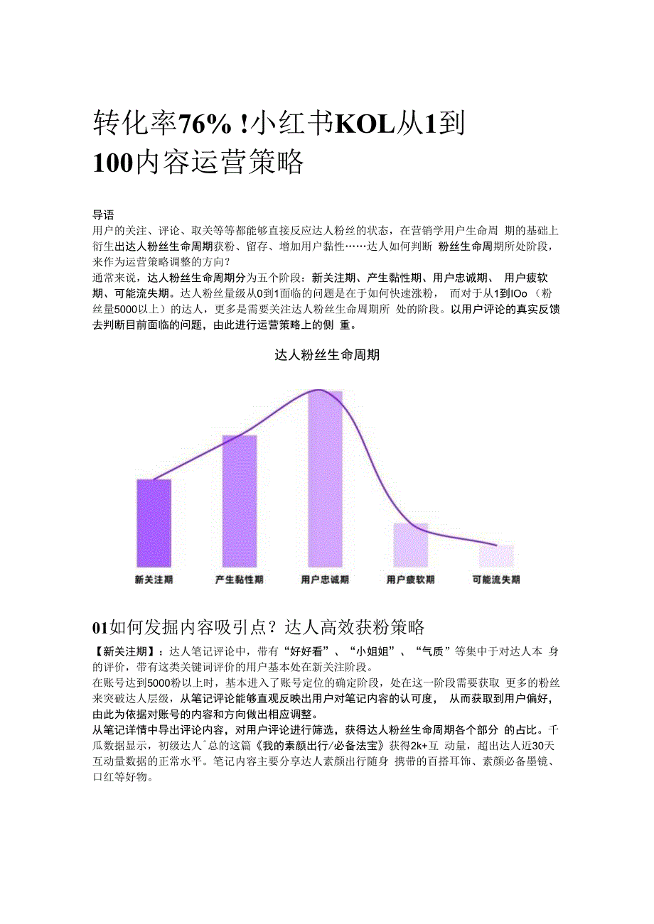 转化率76%！小红书KOL从1到100内容运营策略.docx_第1页