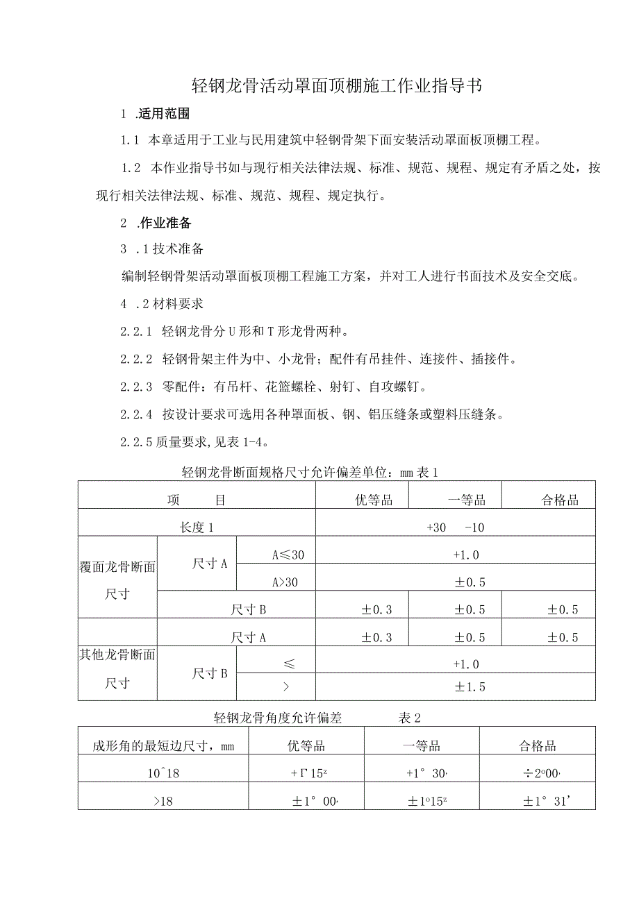 轻钢龙骨活动罩面顶棚施工作业指导书.docx_第3页