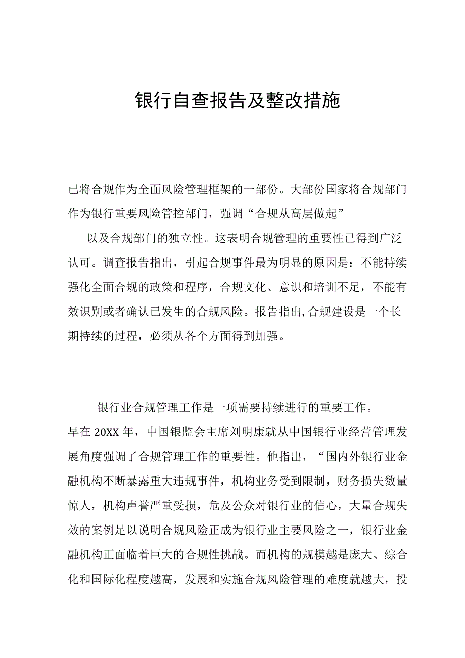 银行自查报告及整改措施.docx_第1页