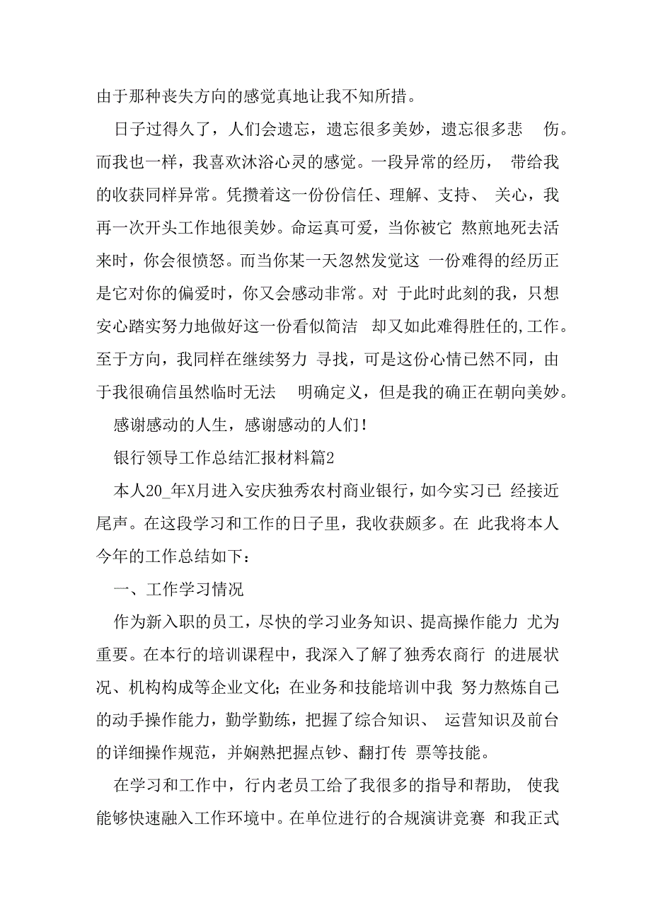 银行领导工作总结汇报材料大全.docx_第3页