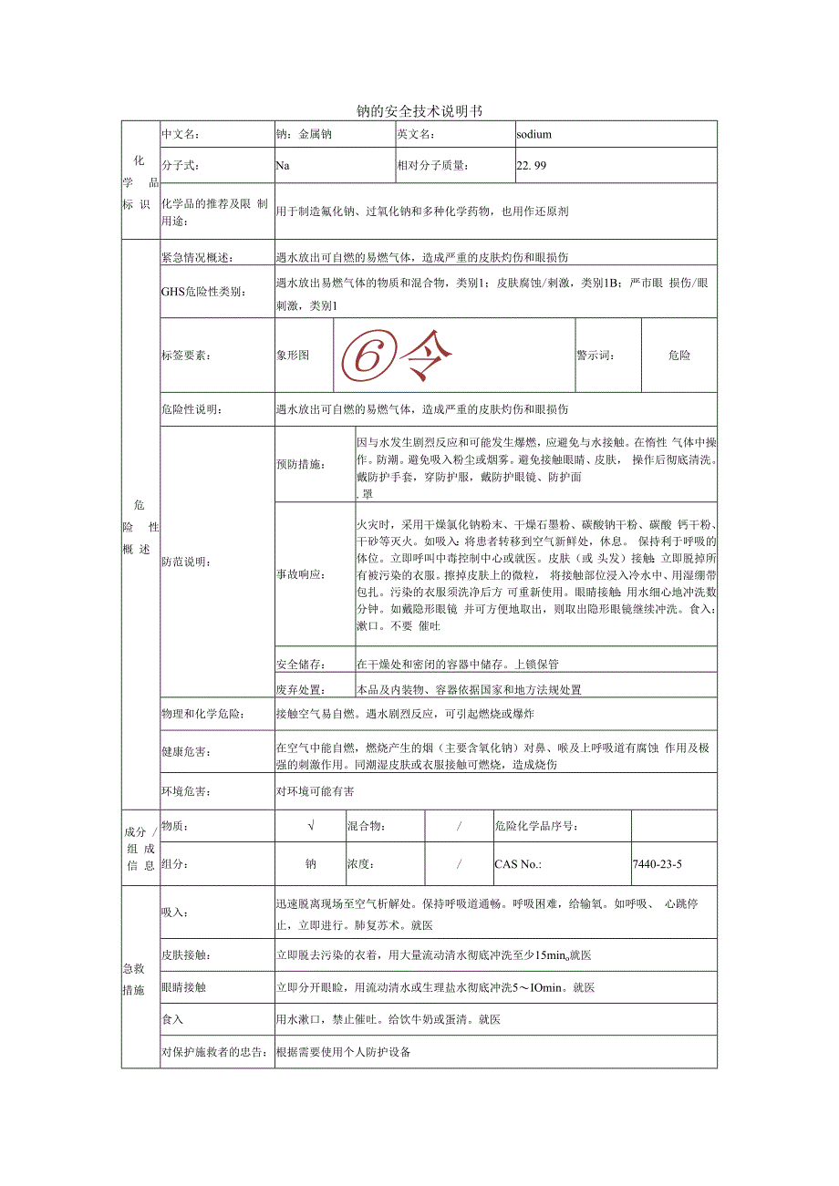 钠的安全技术说明书.docx_第1页