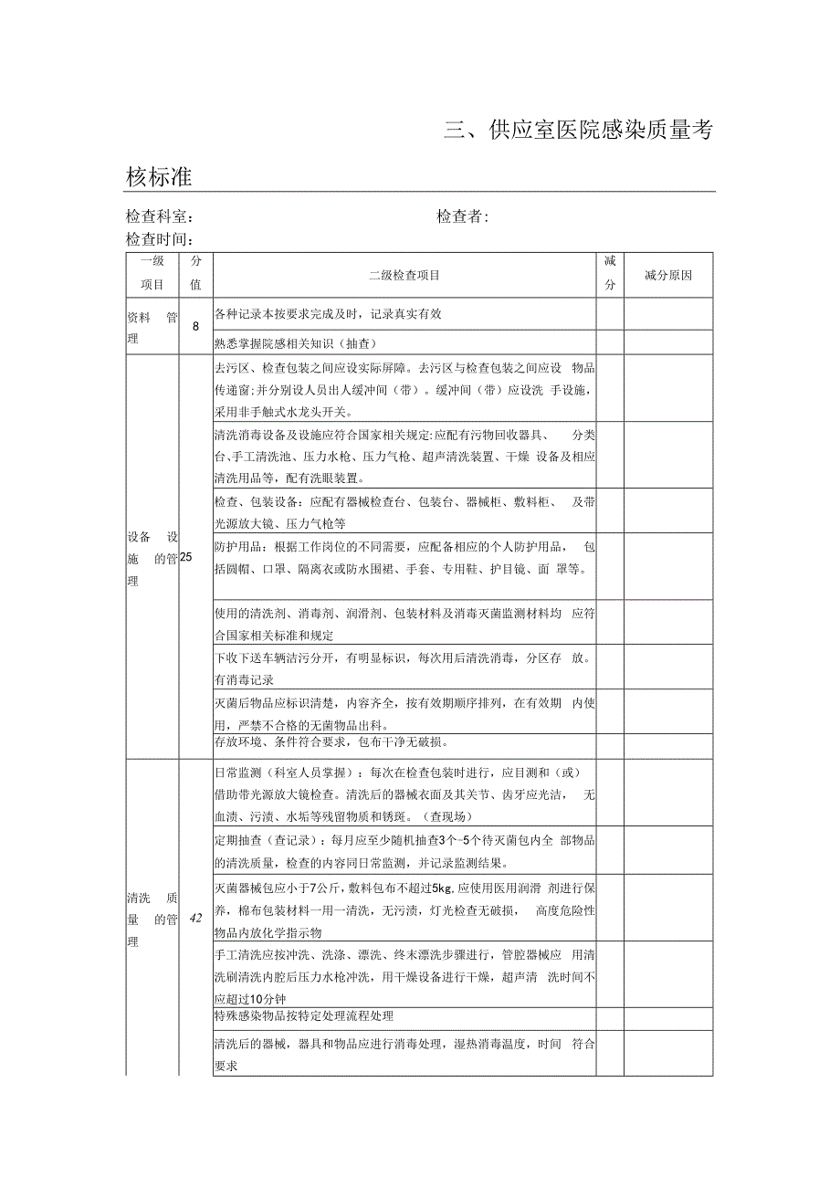 院感质检标准3供应室医院感染质量考核标准.docx_第1页