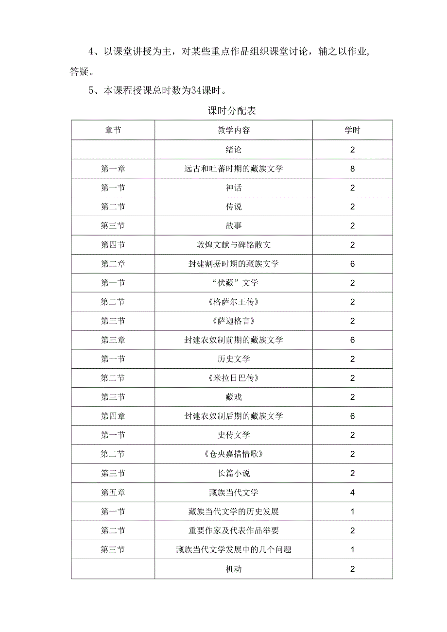 青海民族大学汉语言文学专业藏族文学课程教学大纲.docx_第2页