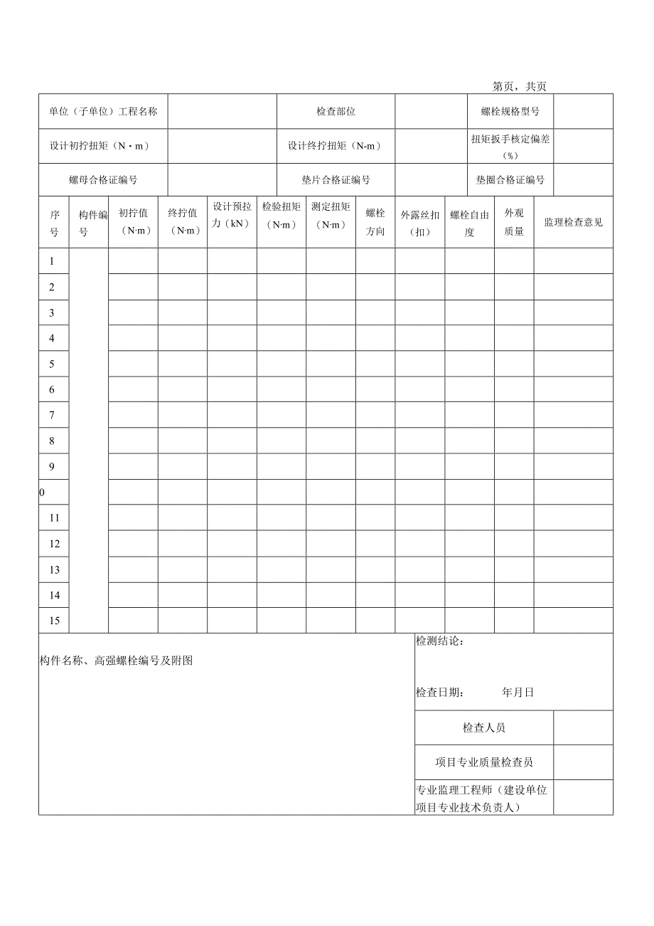 高强度螺栓及普通螺栓连接工程检验批质量验收记录表.docx_第3页