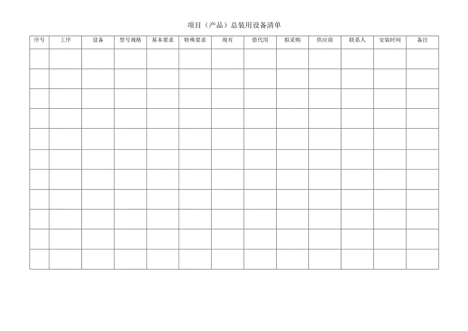 项目产品总装用设备清单.docx_第1页