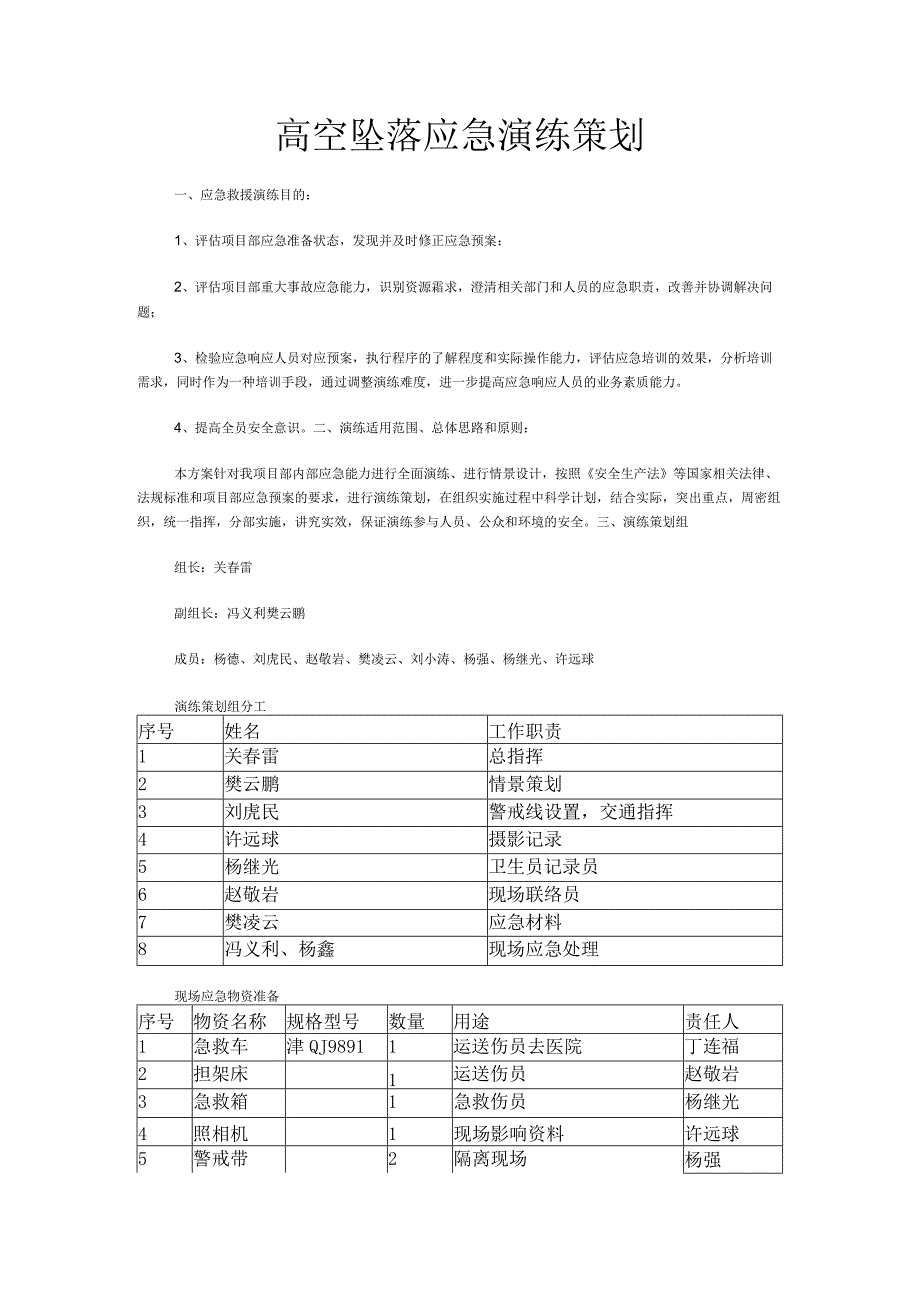 高空坠落应急演练策划(1).docx_第1页