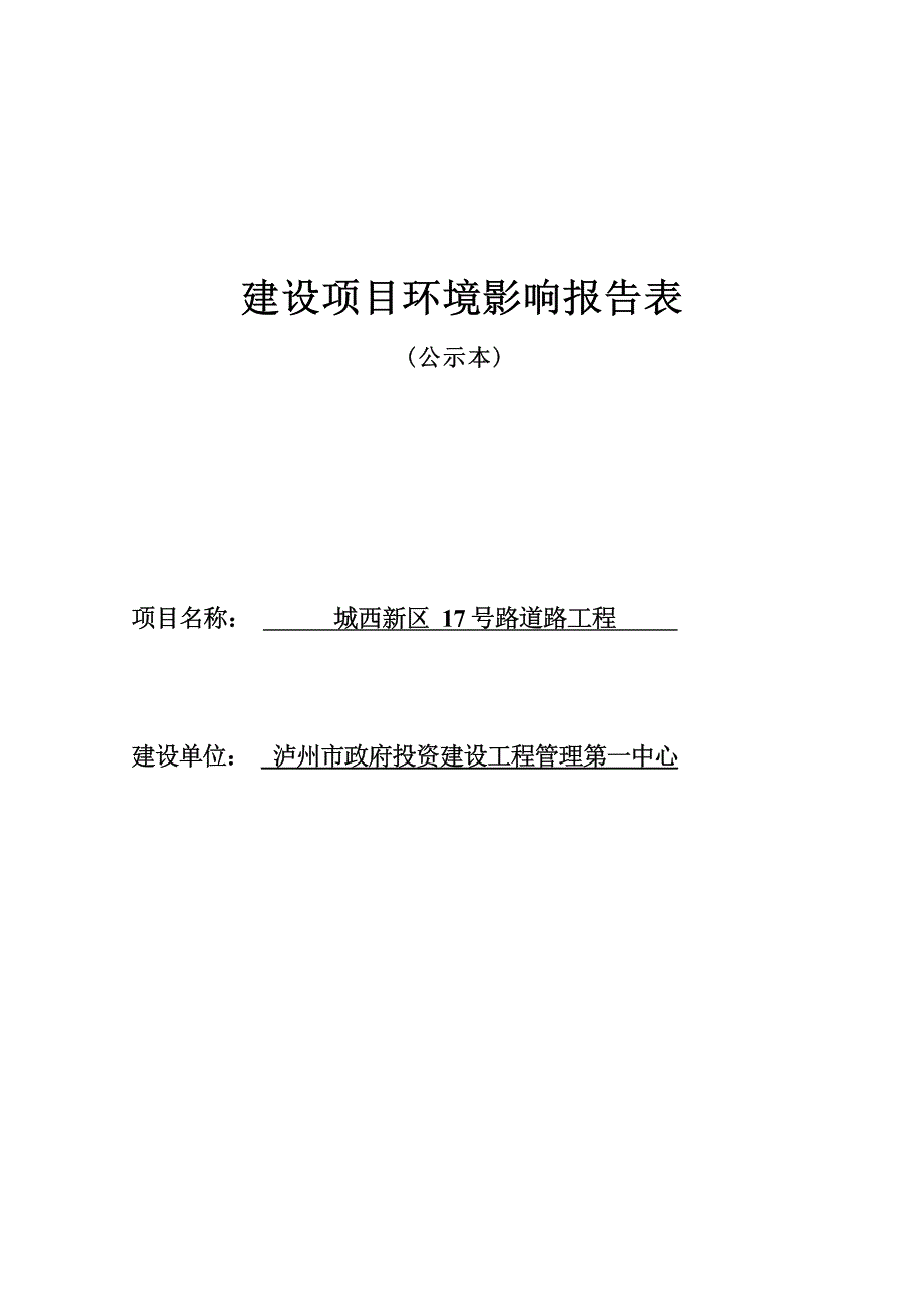 城西新区17号路道路工程环境影响报告.docx_第1页