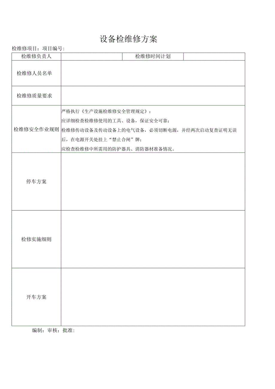 设备检维修方案.docx_第1页