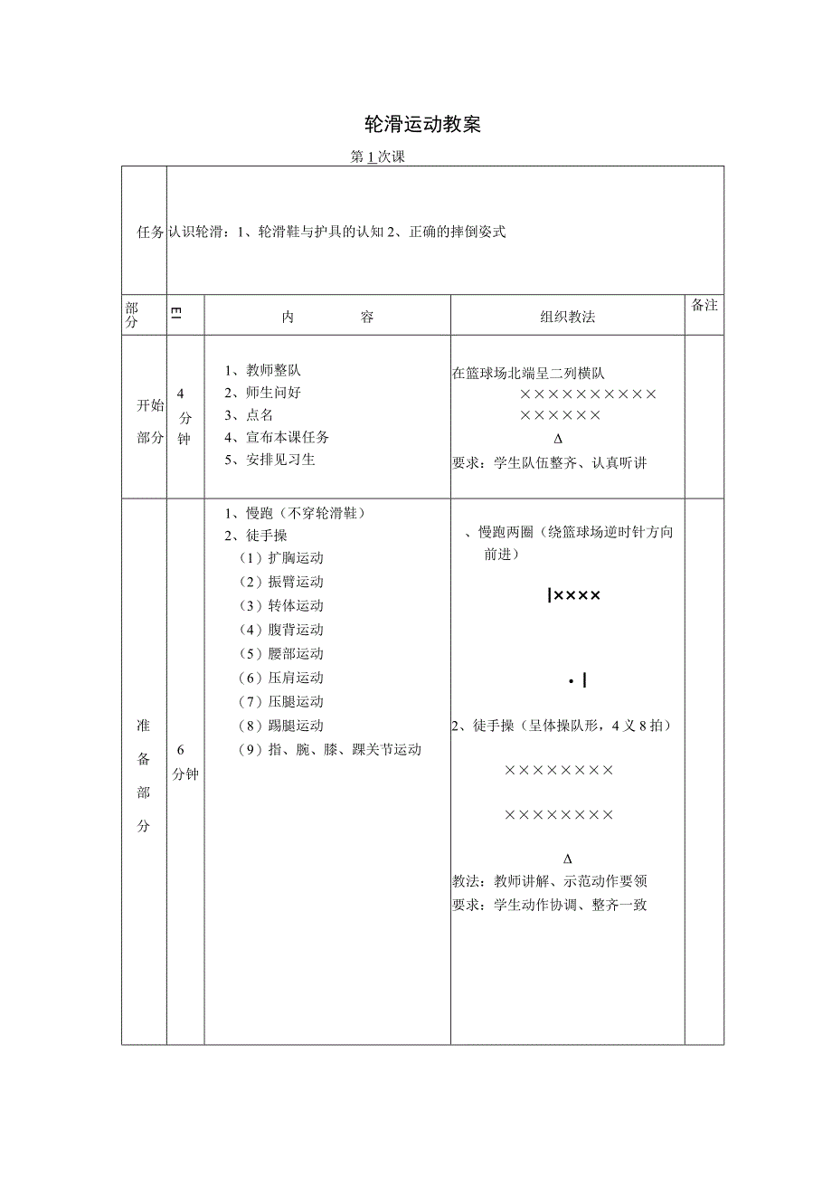 轮滑初级课时教案.docx_第1页