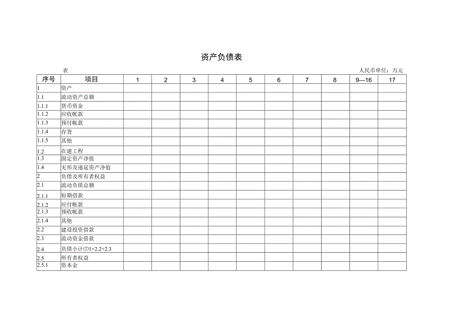 资金项目资产负债表模板.docx_第1页