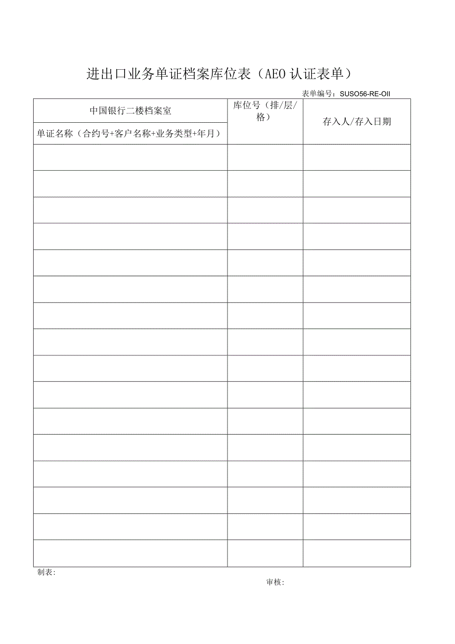 进出口业务单证档案库位表AEO认证表单.docx_第1页