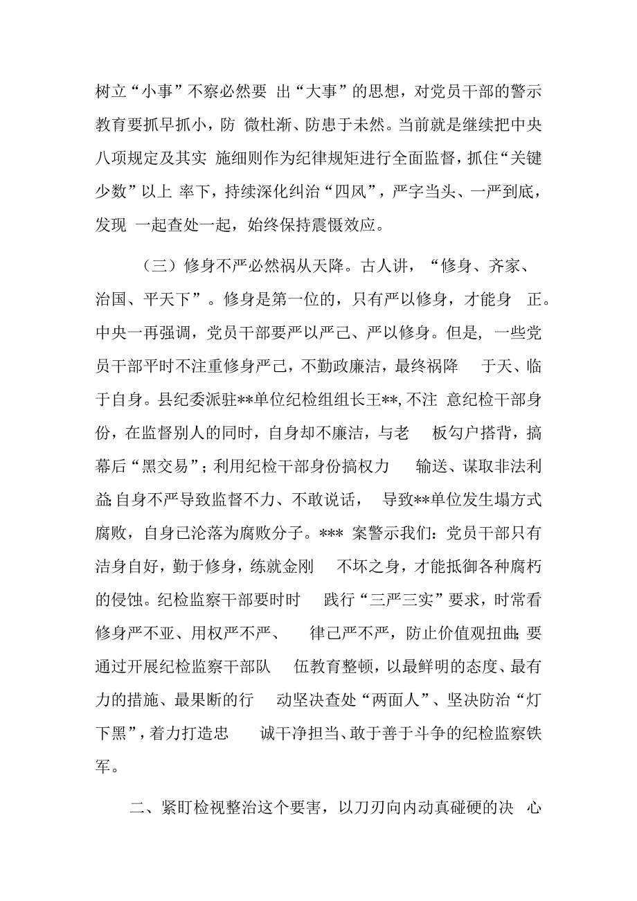 教育整顿发言材料：以教育整顿实绩淬炼纪检监察铁军.docx_第3页