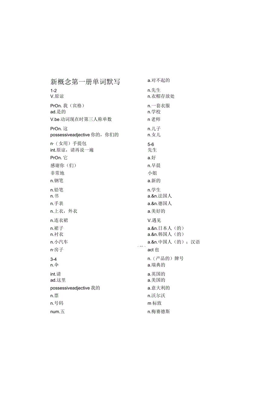 新概念第一册单词默写中译英.docx_第2页