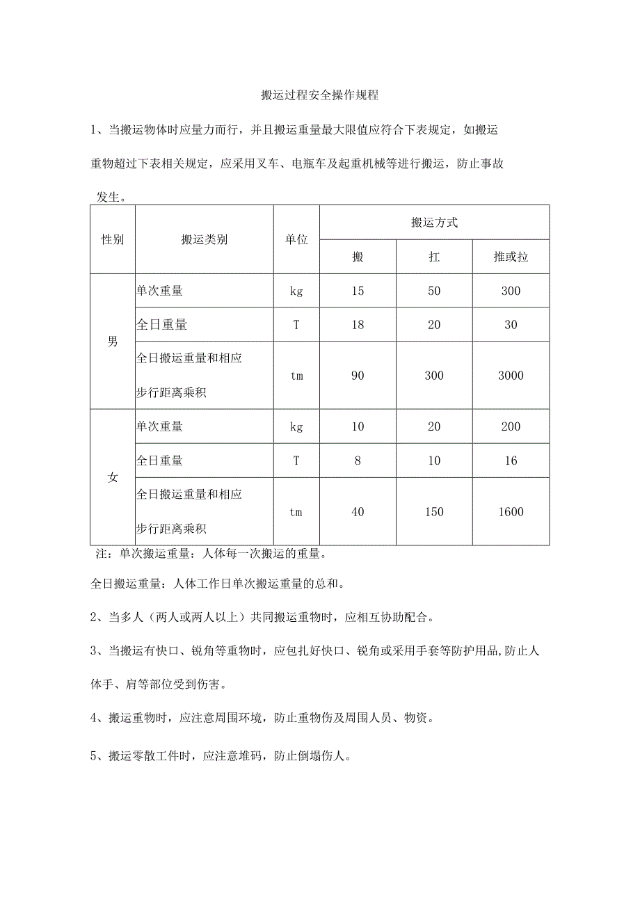 搬运过程安全操作规程.docx_第1页