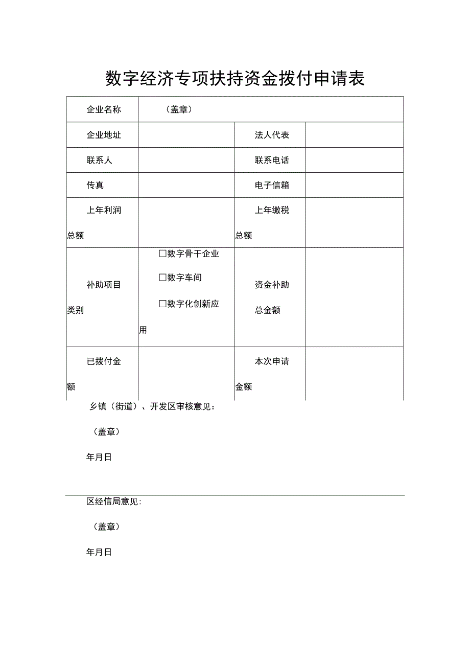 数字经济专项扶持资金拨付申请表.docx_第1页