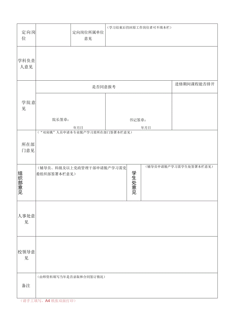 教职工非学历学位进修培养申请表.docx_第2页