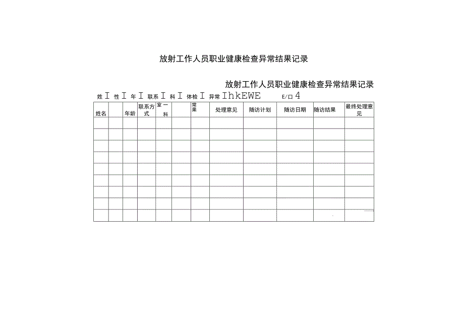 放射工作人员职业健康检查异常结果记录.docx_第1页