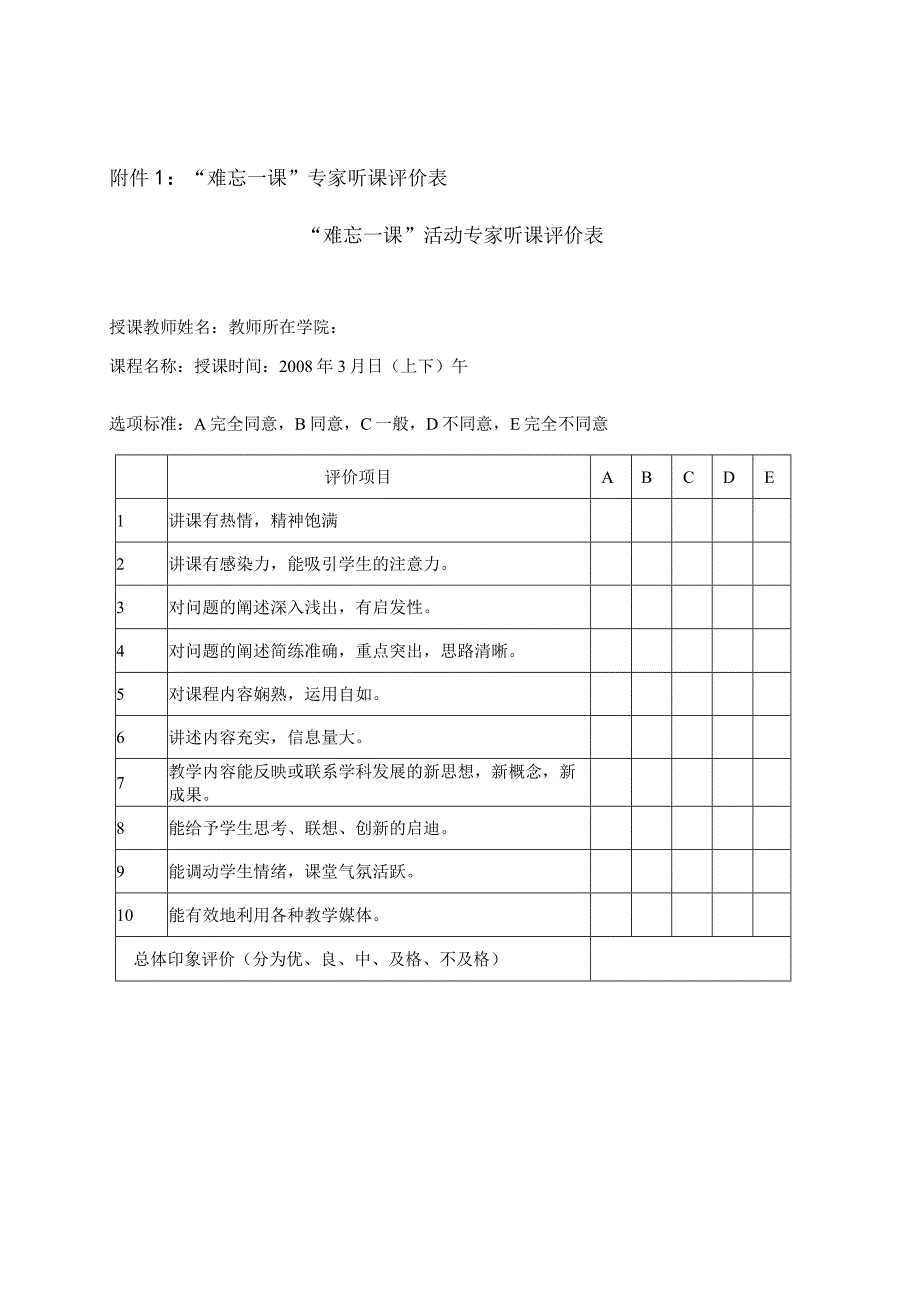 附件1：难忘一课专家听课评价表.docx_第1页