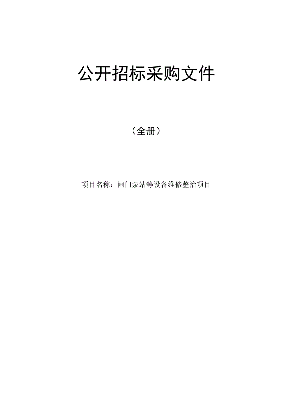 闸门泵站等设备维修整治项目招标文件.docx_第1页