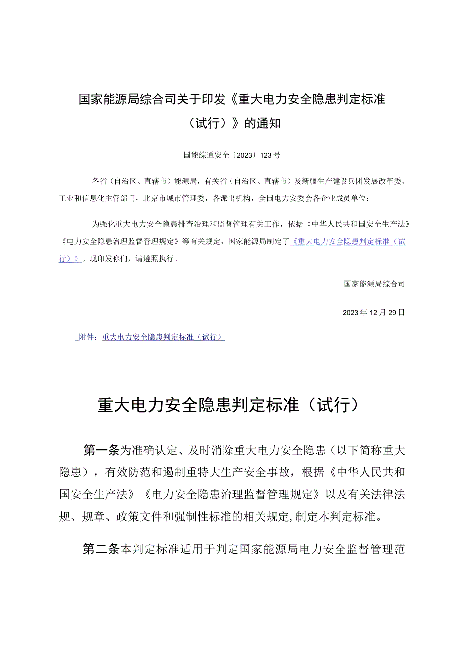 重大电力安全隐患判定标准试行2023.docx_第1页