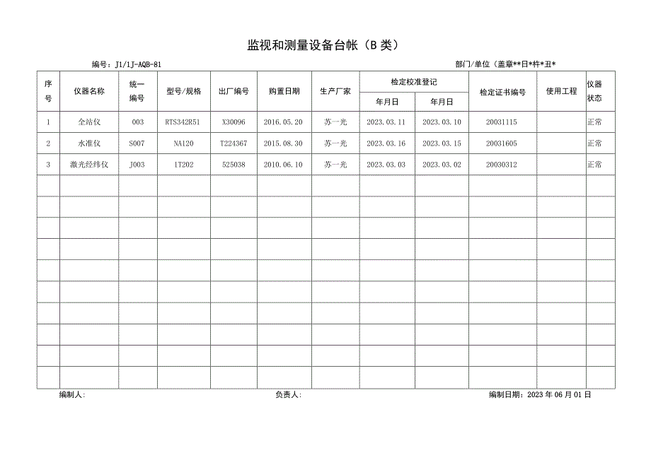 项目部监视和测量设备台帐(C类).docx_第1页