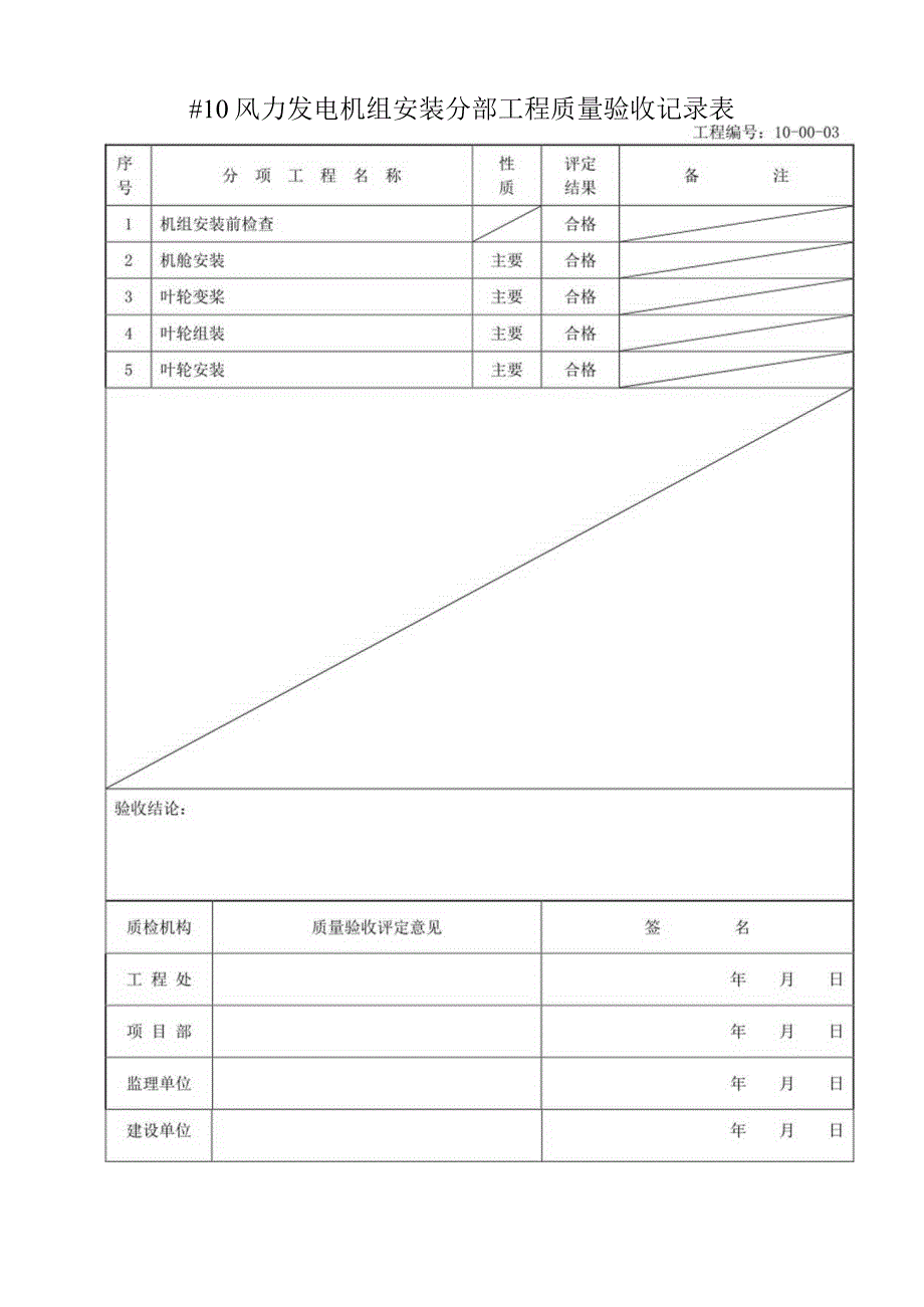 风力发电机组安装分部工程质量验收记录表.docx_第1页