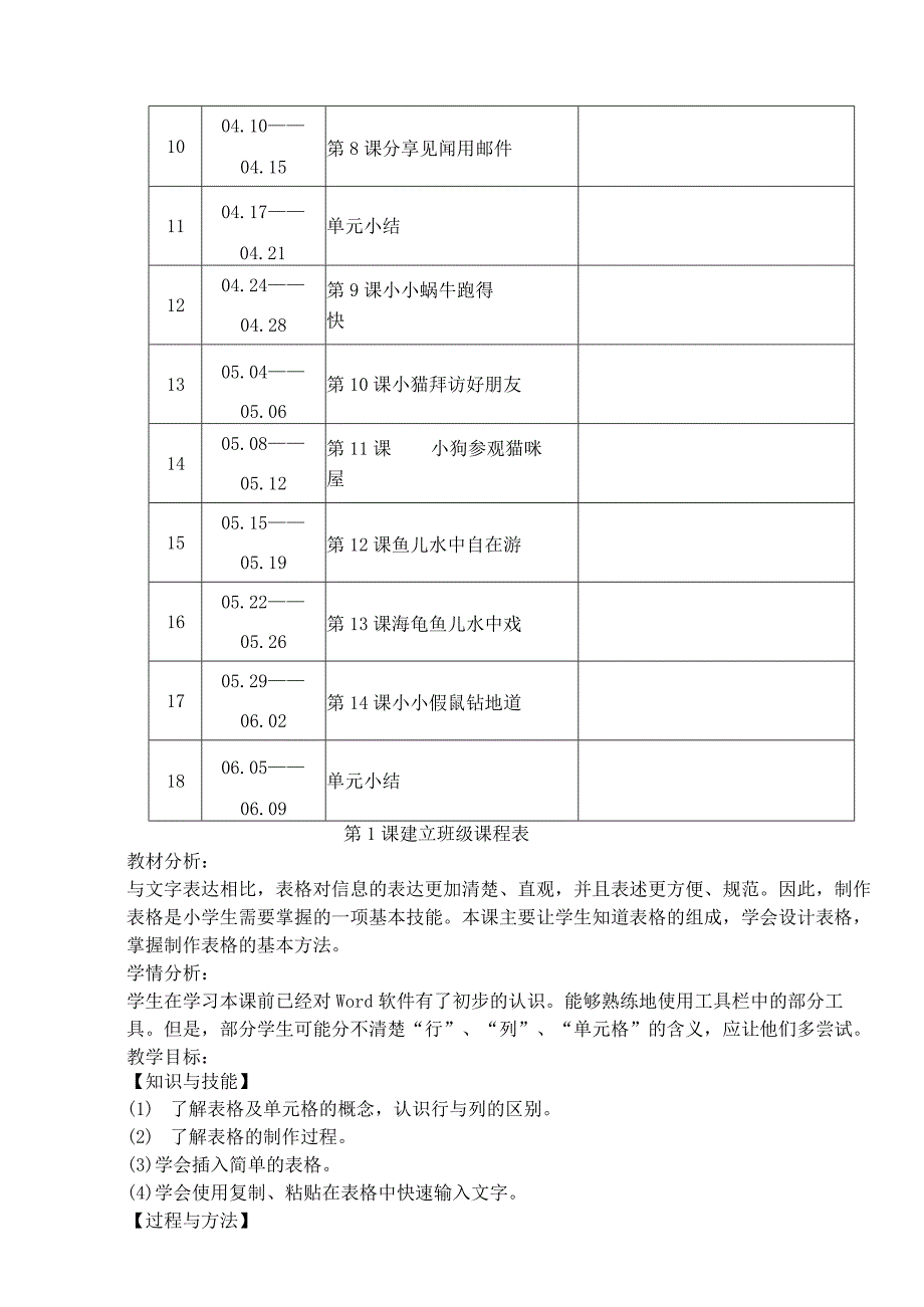 20232023学年度第二学期四年级下册信息技术教学计划及教案.docx_第3页