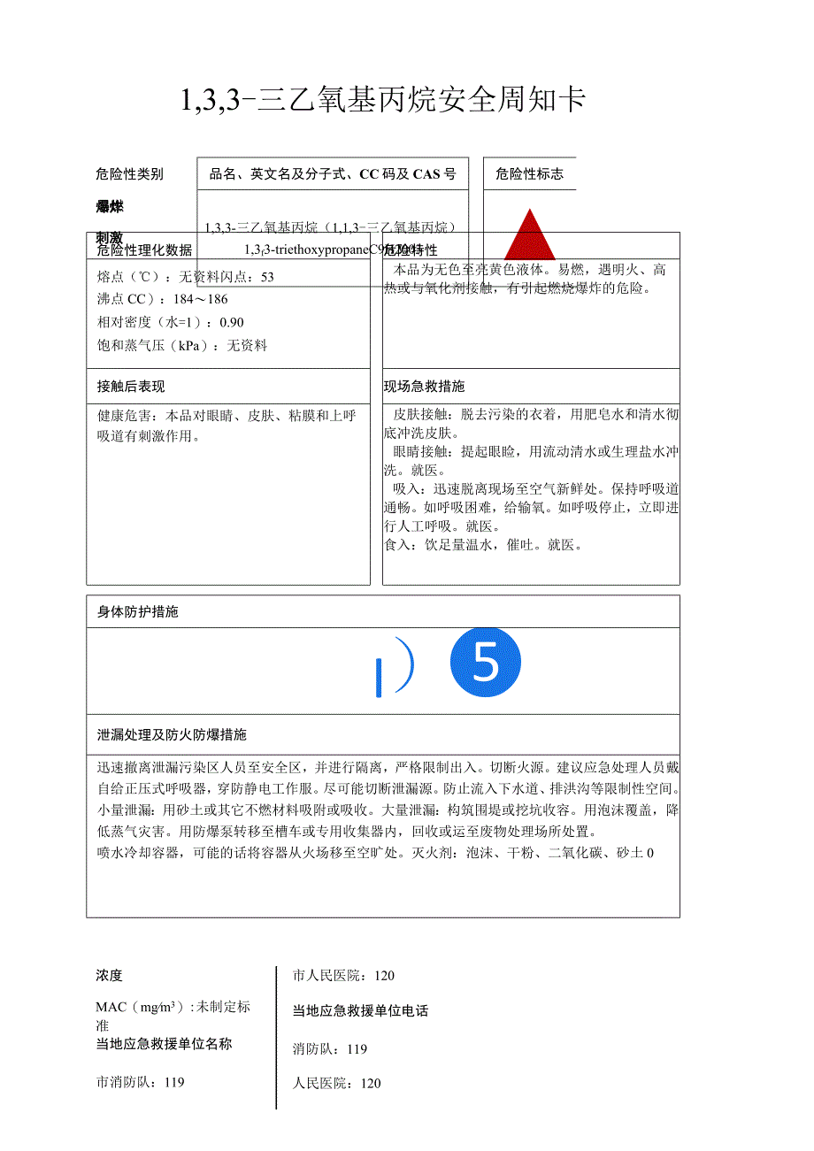 1,3,3三乙氧基丙烷安全周知卡职业危害告知卡理化特性表.docx_第1页