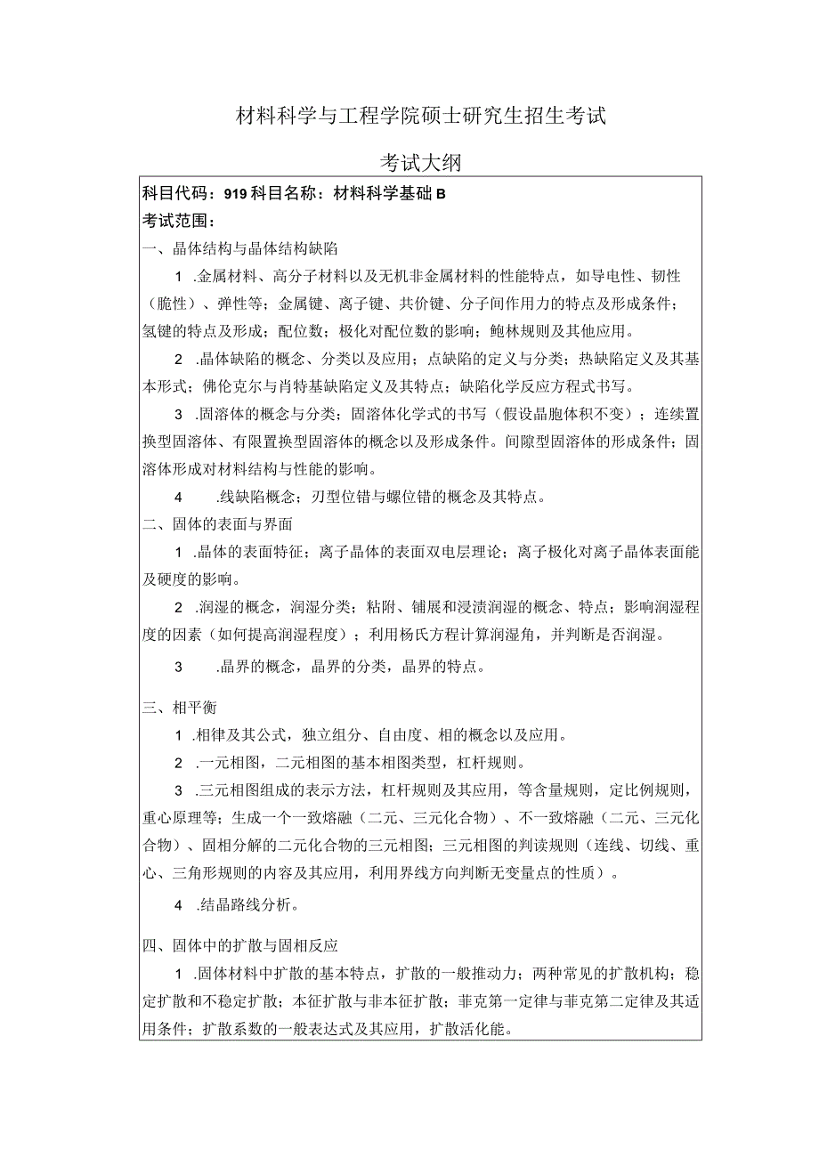 009材料科学与工程学院考试大纲.docx_第1页