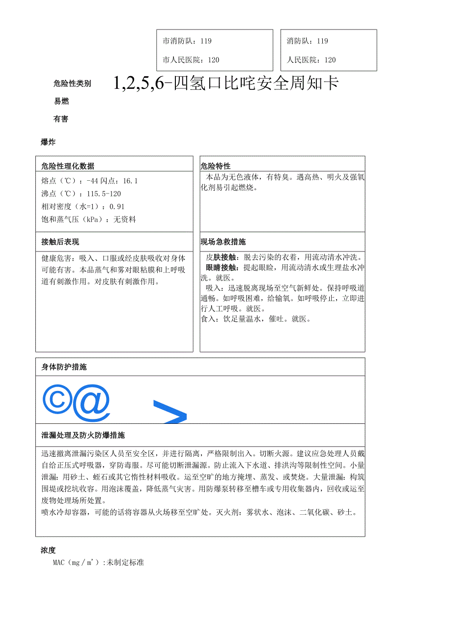 1,2,5,6四氢吡啶安全周知卡职业危害告知卡理化特性表.docx_第3页