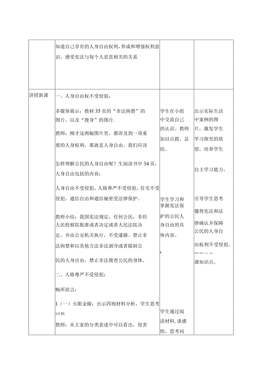 (改31公民基本权利——人身自由教学设计表格式.docx_第2页