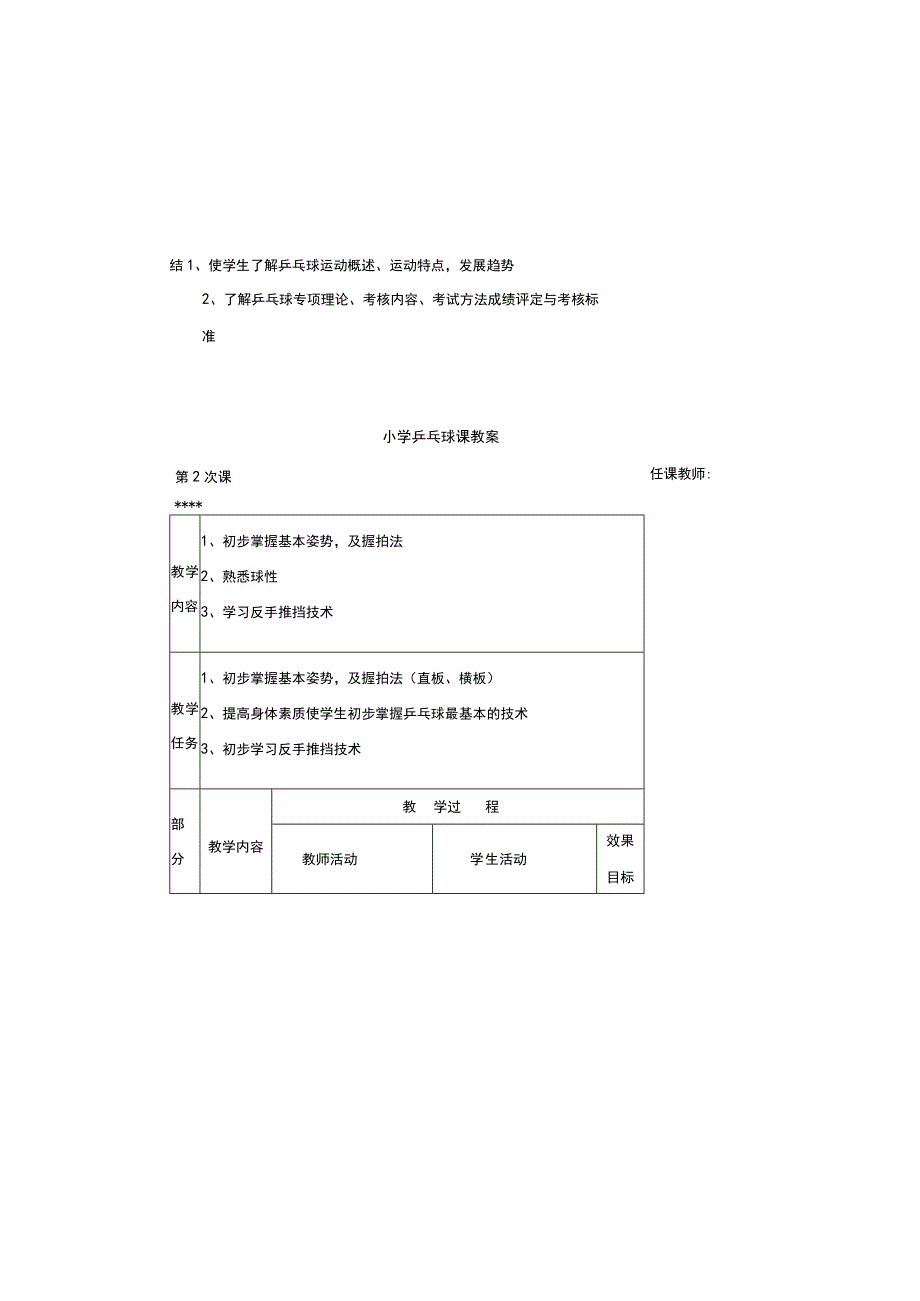 2023小学乒乓球教案(完整版).docx_第2页