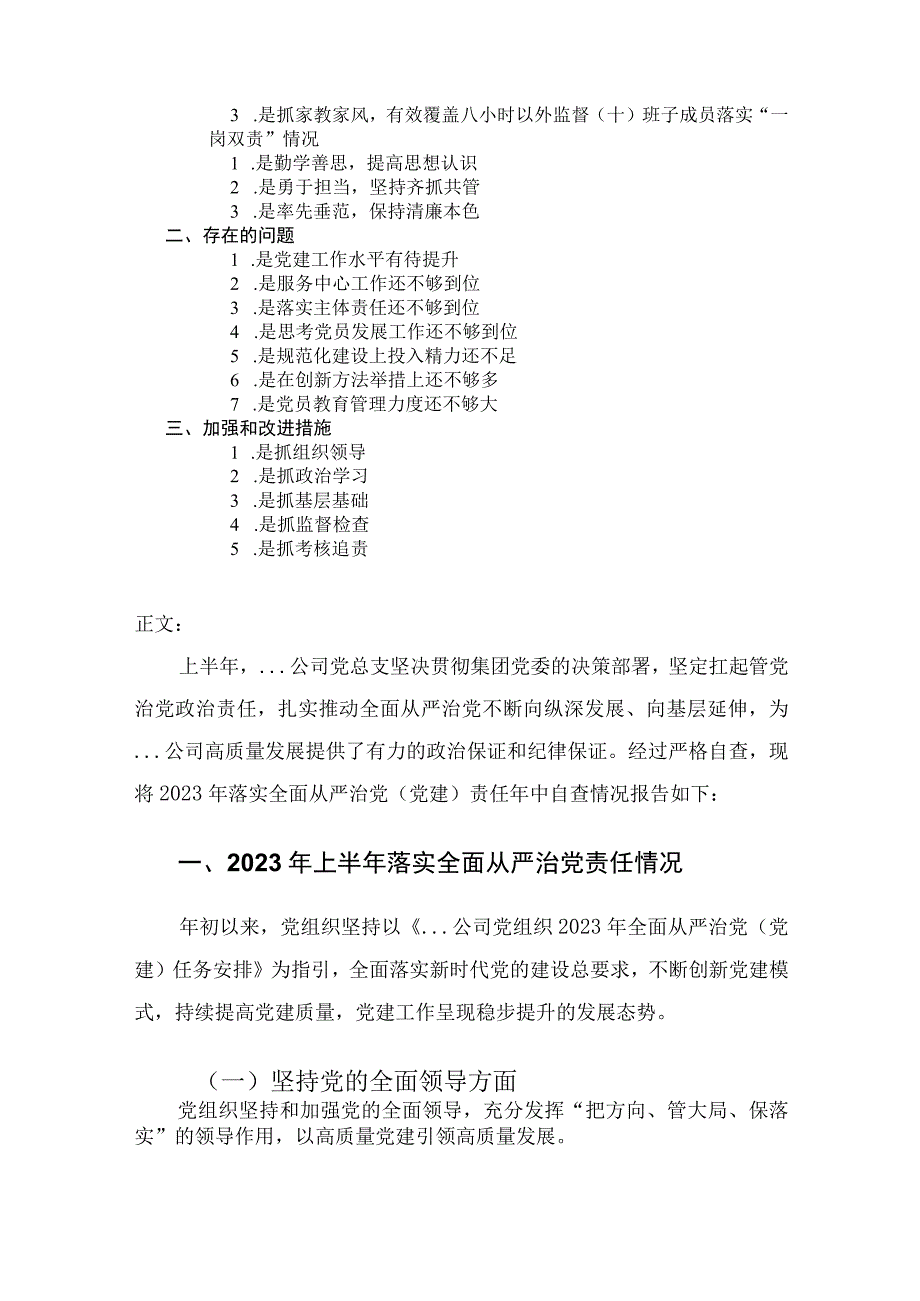 2023年国企公司党组织上半年落实全面从严治党责任制自查报告.docx_第2页