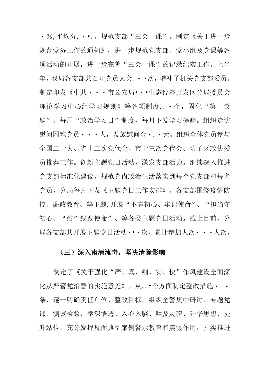 2023年区公安分局上半年全面从严管党治警情况总结.docx_第3页