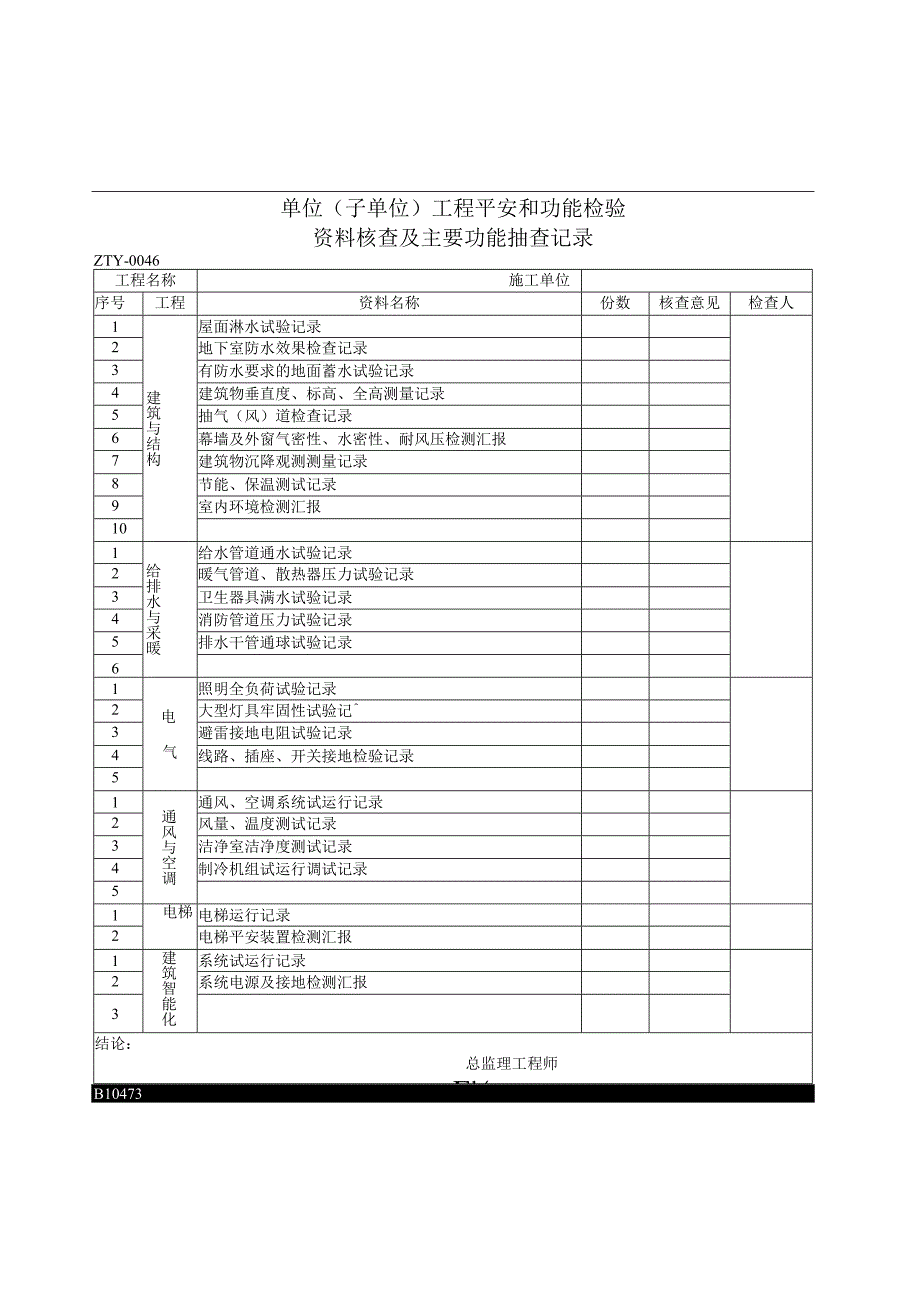 2023年单位〔子单位〕工程平安和功能检验.docx_第1页