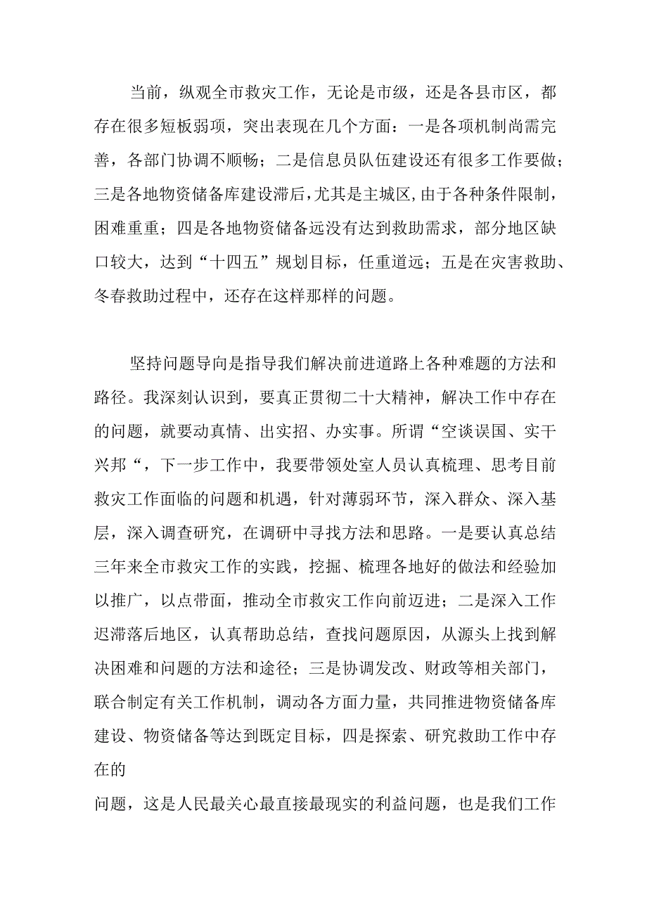 2023年应急管理局救灾和物资保障处处长谈二十心得体会范文.docx_第2页