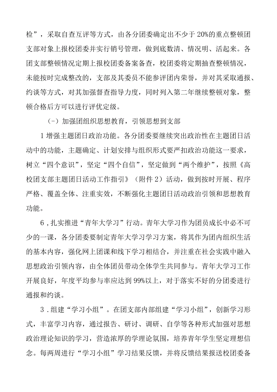 2023年学院共青团工作到支部团支部建设提质行动工作方案范文含主题团日活动工作指引.docx_第3页