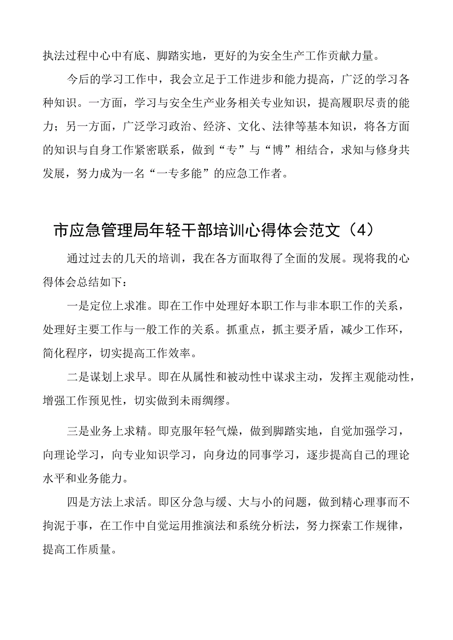 2023年市应急管理局年轻干部培训心得体会范文5篇含公文写作法律法规党务廉政等方面.docx_第3页