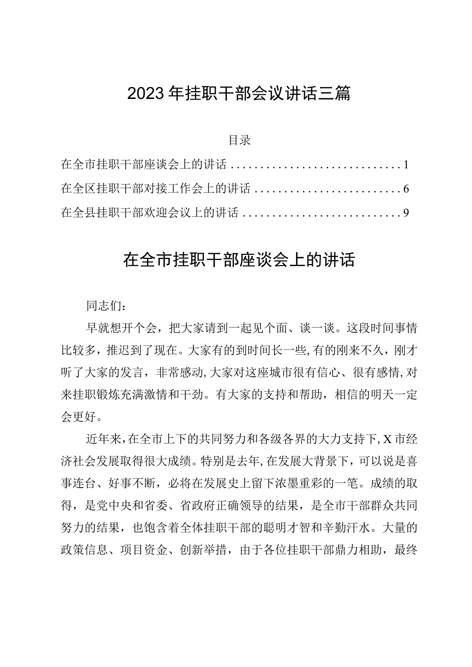 2023年挂职干部会议讲话三篇.docx_第1页